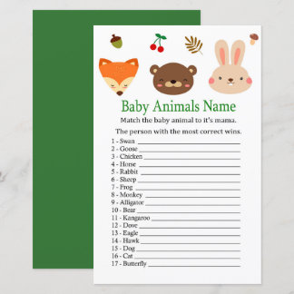 Lámina Animales de Woodland Animales de bebé Nombre Juego
