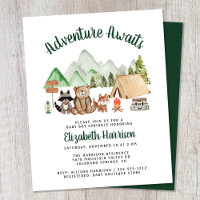 Animales de Woodland Camping Invitación a la Espin