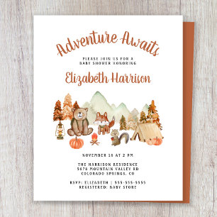 Lámina Animales de Woodland Invitación de Baby Shower de 
