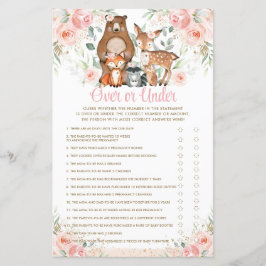 Lámina Animales de Woodland Pink Floral Over or Under Gam