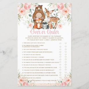 Lámina Animales de Woodland Pink Floral Over or Under Gam