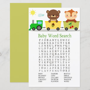Lámina Animales entrenan en Baby Shower Word Search Game