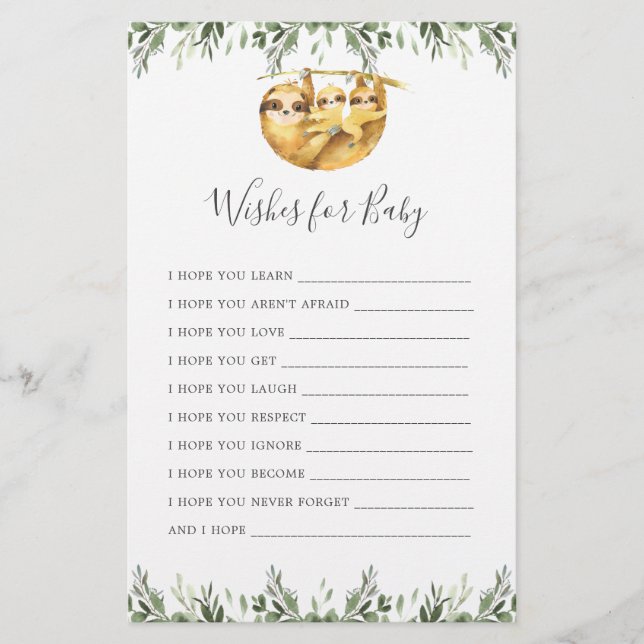 Lámina Animales espumosos que Baby Shower desea para el b (Anverso)