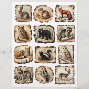 Lámina Animales forestales pintados en Ilustraciones de l