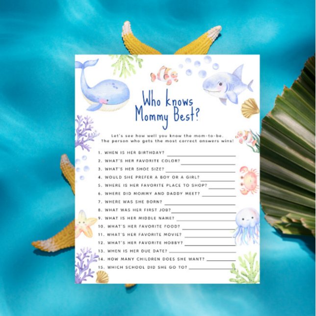 Lámina Animales oceánicos Bajo el mar Quién conoce mejor  (Subido por el creador)