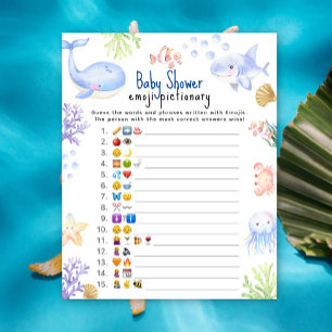 Lámina Animales oceánicos Emoji juego de imagen de bebé d
