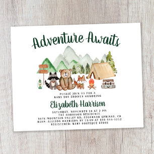 Lámina Animales rústicos de Woodland camping Baby Shower
