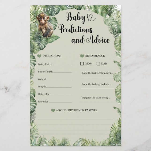 Lámina Animales Safari predicciones para bebés y JUEGO de (Anverso)