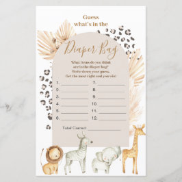 Lámina Animales salvajes de Boho adivinan qué hay en la b