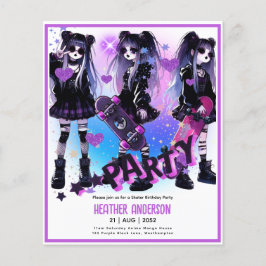 Lámina Anime Skater Chica Birday Party Skateboarding