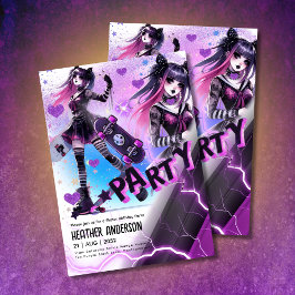 Lámina Anime Skater Chica Birday Party Skateboarding