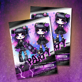 Lámina Anime Skater Chica Birday Party Skateboarding