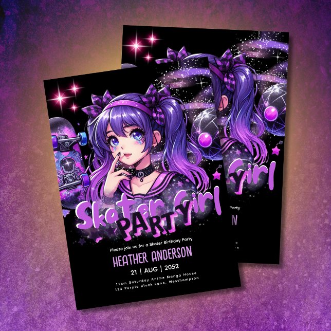 Lámina Anime Skater Chica Birday Party Skateboarding (Subido por el creador)