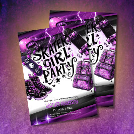 Lámina Anime Skater Chica Birday Party Skateboarding