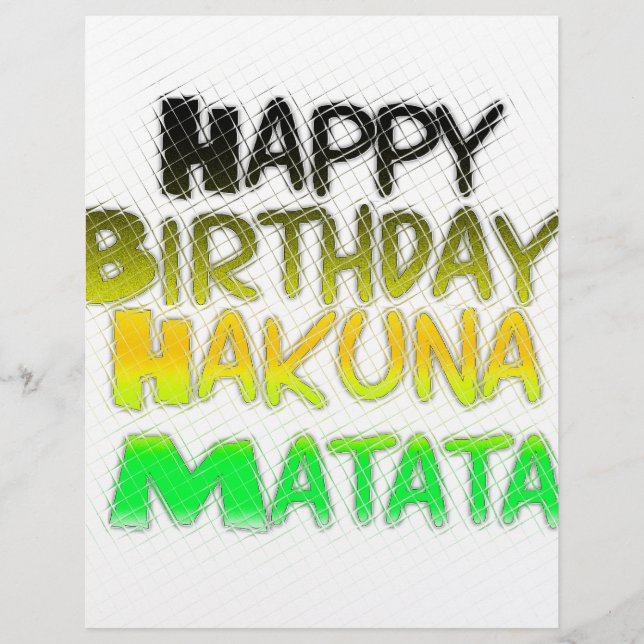 Lámina Aniversario feliz lindo Hakunamatata Arte Inspirad (Anverso)