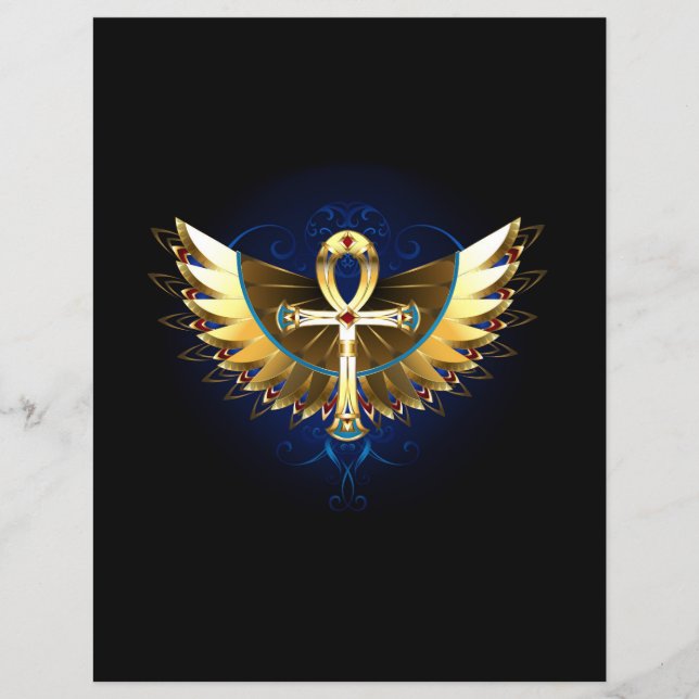 Lámina Ankh de oro con alas (Anverso)