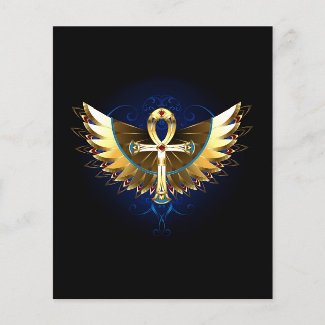 Lámina Ankh de oro con alas (Anverso)