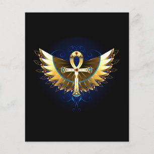 Lámina Ankh de oro con alas
