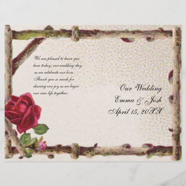 Lámina Antigüedad victoriana antigua rosa rústica (Anverso)