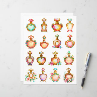 Lámina Antique Style Perfume Bottles Scrapbook Paper