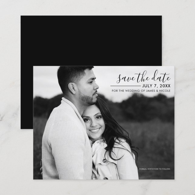 Lámina Anuncio de compromiso minimalista moderno y elegan (Anverso / Reverso)