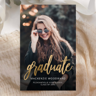 Lámina Anuncio de graduación con guión dorado para foto e