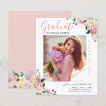Anuncio de graduación de foto floral polvorienta