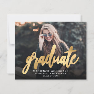 Lámina Anuncio de graduación de guión dorado de foto econ