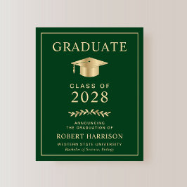 Lámina Anuncio de graduación de la universidad verde oro 
