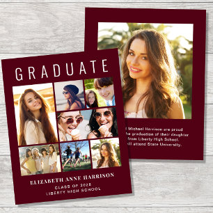 Lámina Anuncio de graduación Presupuesto 8 Foto Burdeos