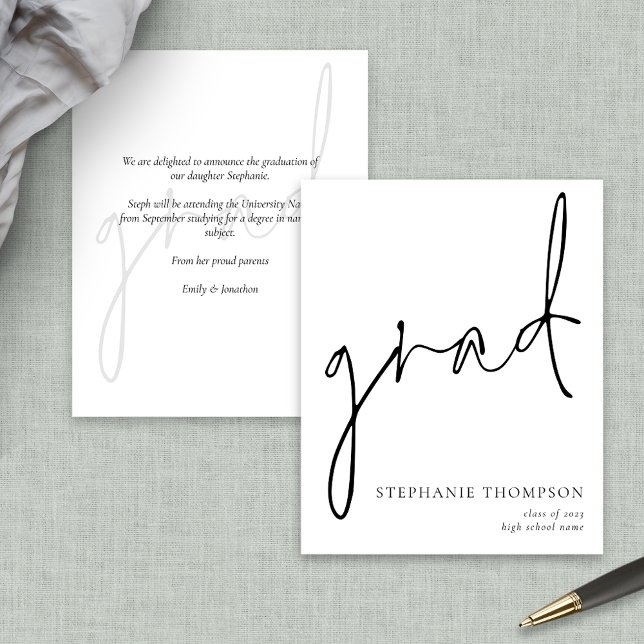 Lámina Anuncio de graduado de guión presupuestario (Front and back view)