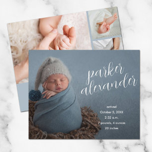 Lámina Anuncio de Nacimiento con Collage de Fotos Elegant