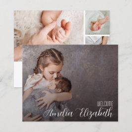 Lámina Anuncio de nacimiento con múltiples fotos elegante