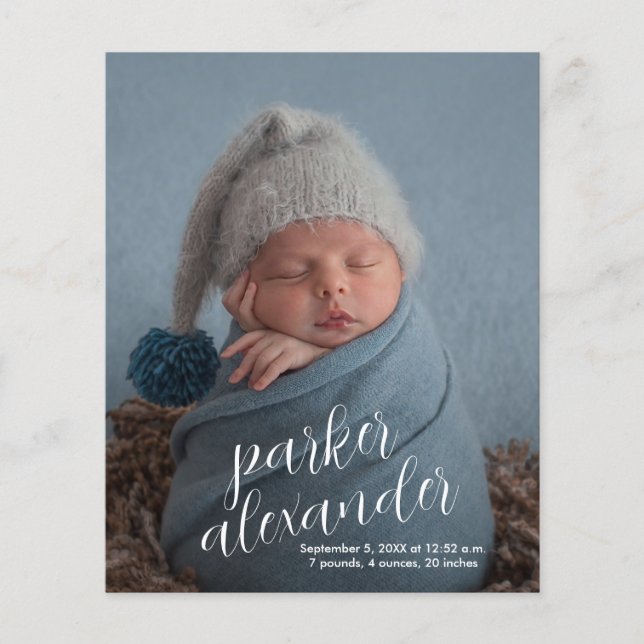 Lámina Anuncio de nacimiento de Collage de fotos elegante (Anverso)