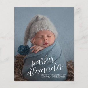 Lámina Anuncio de nacimiento de Collage de fotos elegante