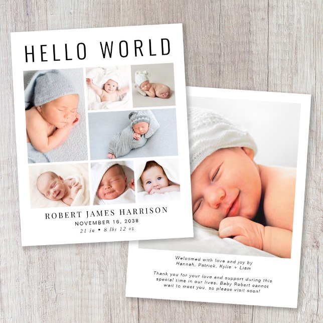 Lámina Anuncio de nacimiento de Collage de fotos moderno (Announce the arrival of your precious baby in a way that is as beautiful and unique as they are)