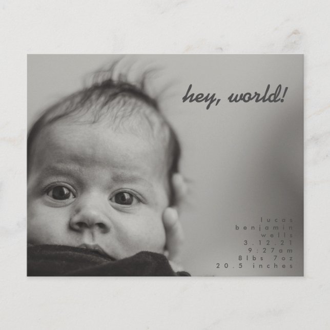 Lámina Anuncio de nacimiento de foto bebé moderna de pres (Anverso)