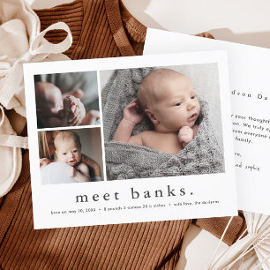 Lámina Anuncio de nacimiento de foto collage para bebé ec