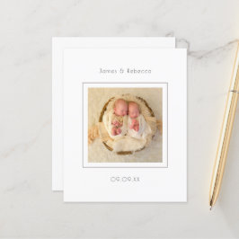 Lámina Anuncio de nacimiento de foto de gemelos Minimalis