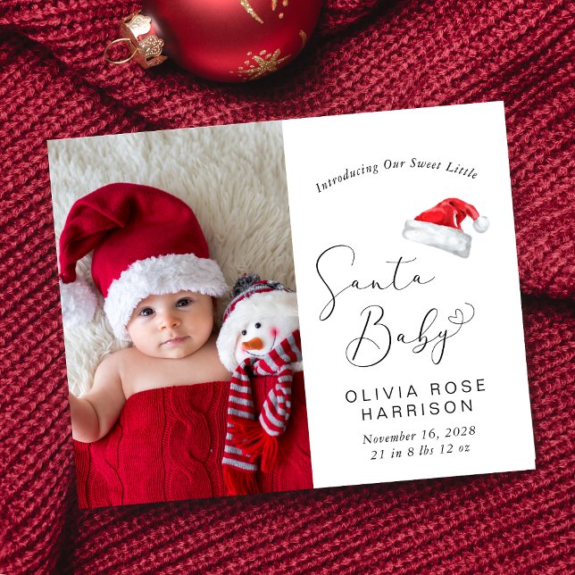 Lámina Anuncio de nacimiento de foto de Navidades de pres (A cute & unique way to introduce family and friends to your little Santa baby this holiday season)