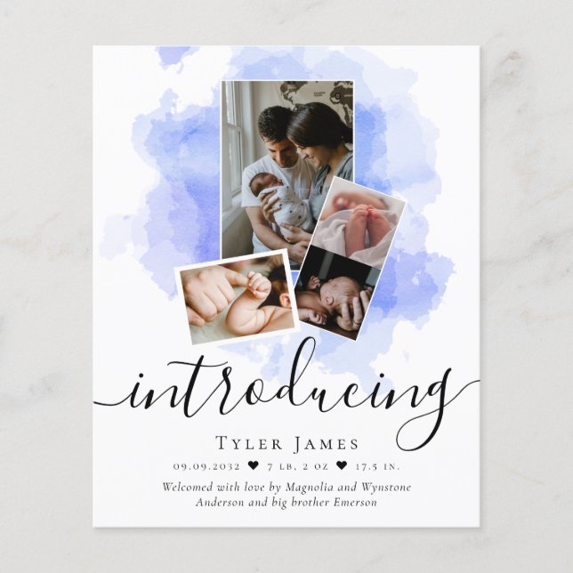 Lámina Anuncio de nacimiento del Collage de fotos de PRES (Anverso)