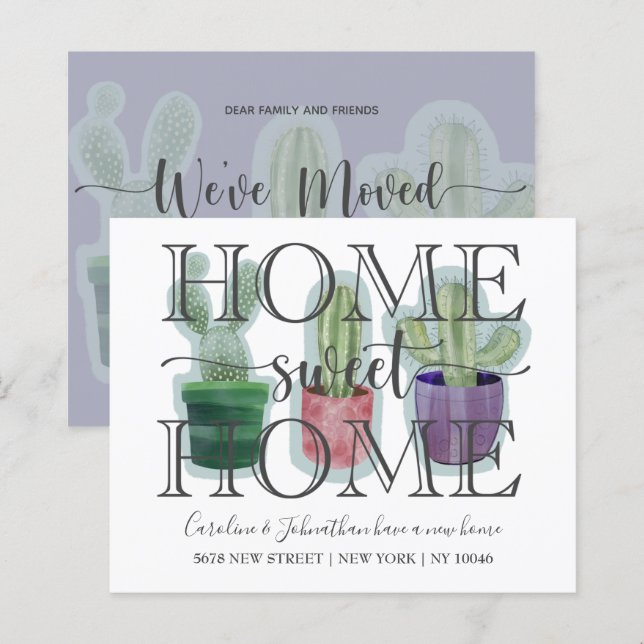 Lámina Anuncio de nuevo hogar Acuarela Cactus Presupuesto (Anverso / Reverso)