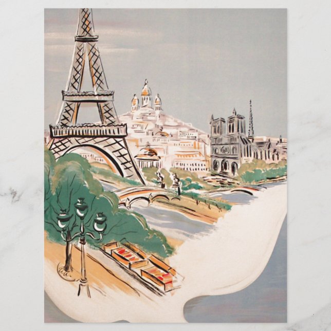 Lámina Anuncio de Viajes Aéreos de la Torre Eiffel de Par (Anverso)