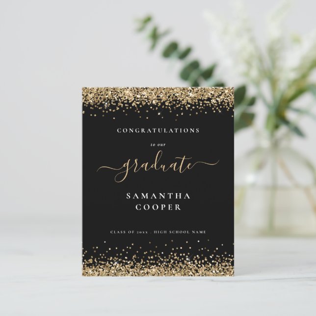 Lámina Anuncio negro de Purpurina de oro de graduación 20 (Anverso de pie)