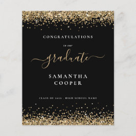 Lámina Anuncio negro de Purpurina de oro de graduación 20