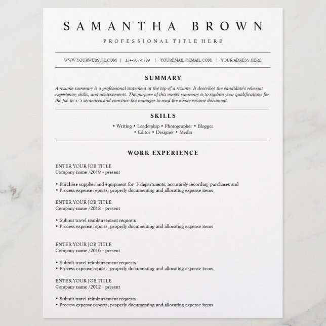 Lámina Aplicación de trabajo moderna de cv profesional (Anverso)