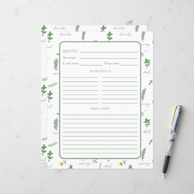 Lámina Apothecary Botanical Recipe Binder Page (Anverso/Reverso In Situ)