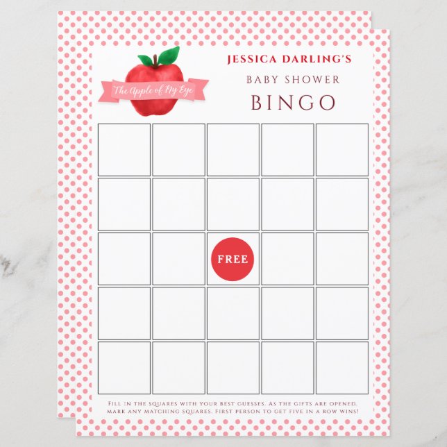 Lámina Apple de mi caída de ojos | ducha de bebé de veran (Anverso / Reverso)