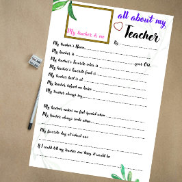 Lámina Apreciación del profesor sobre mi profesor