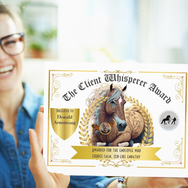 Lámina Apreciación divertida de los empleados - Whisperer (Funny employee appreciation awards lift morale and motivate people. )